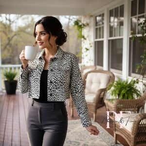 Candie’s Wild Whisper Cropped Leopard Jacket – Size XS